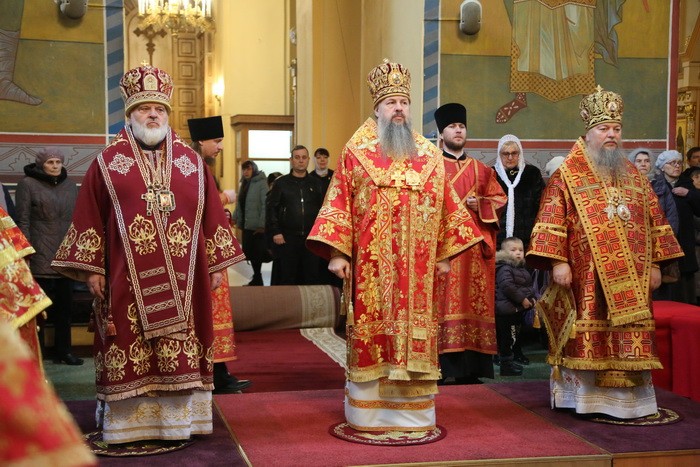 Соборное богослужение в день тезоименитства епископа Назария в Вознесенском кафедральном соборе Кузнецка